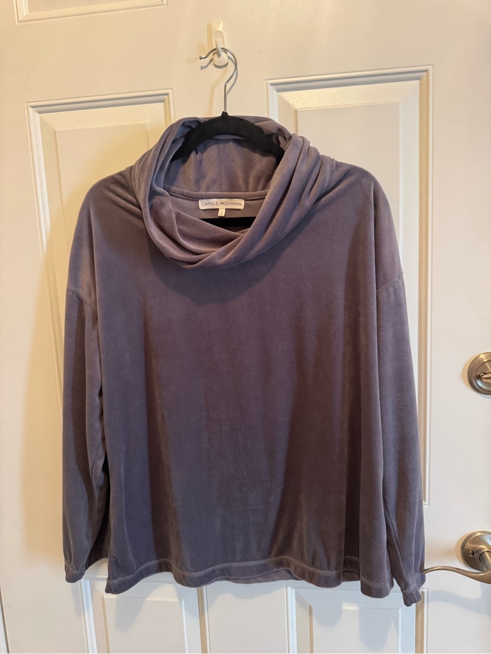 Midnight by Carole Hochman Lavender Cowl Neck Velvet-Look Sweater